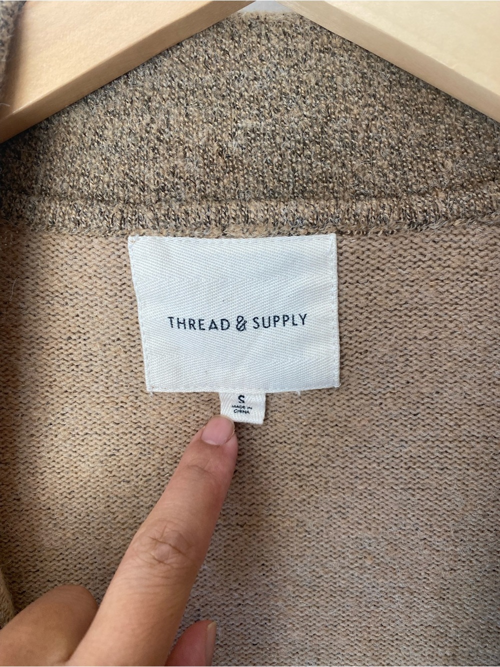 Thread & Supply Open-Front Cardigan Sweater Camel Brown Size Small Fall Layering - Picture 4 of 9